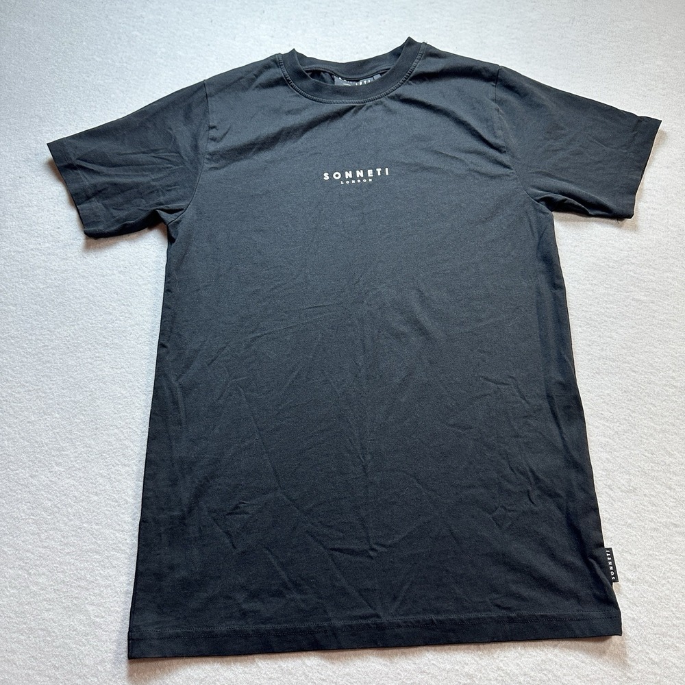 Sonneti London Spellout Logo T Shirt Black Graphic Short Sleeve Mens XL